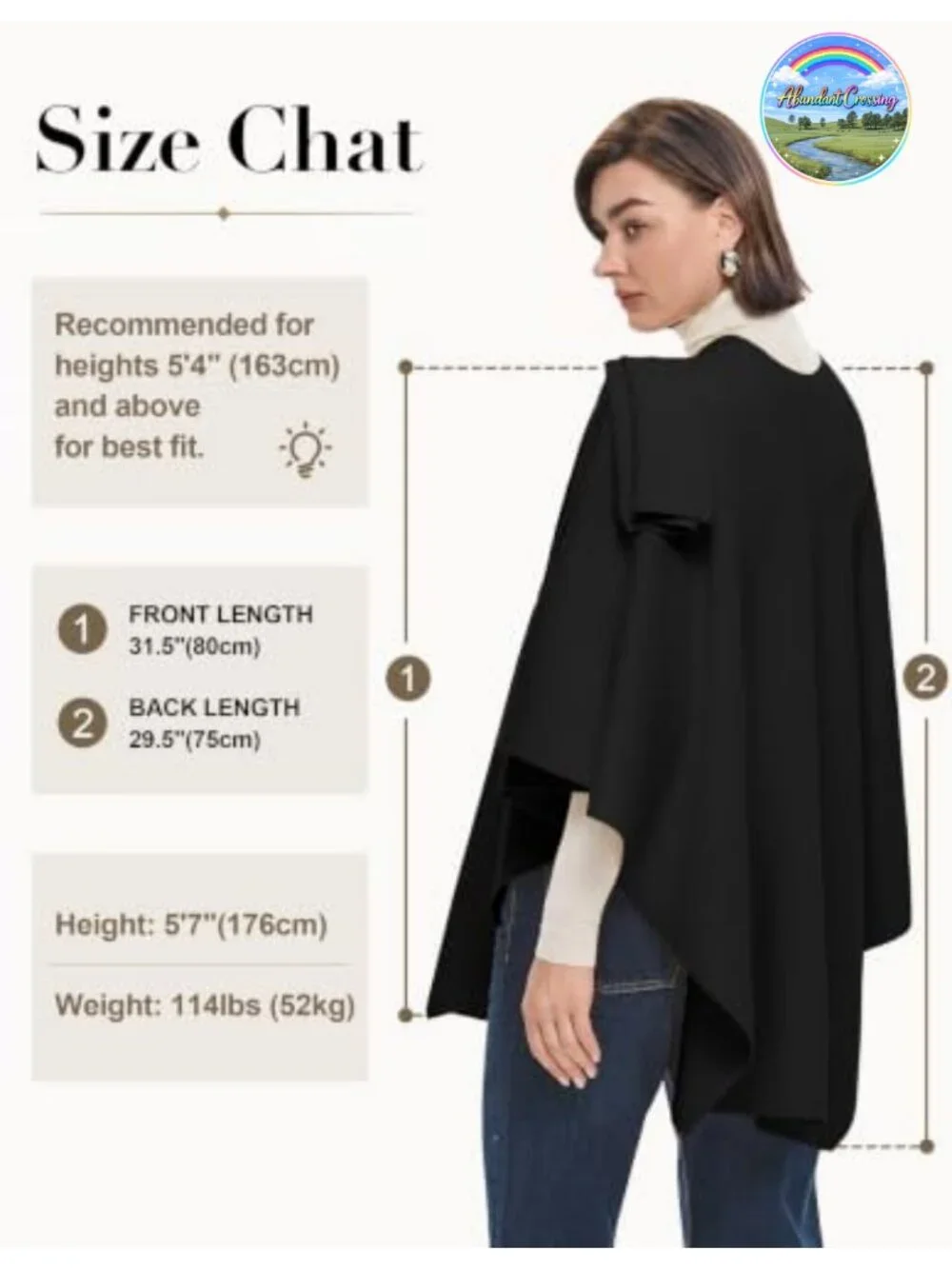 Womens Cross Front Poncho Shawl Wrap, No-Slip Wedding Formal, Rayon Blend Knit